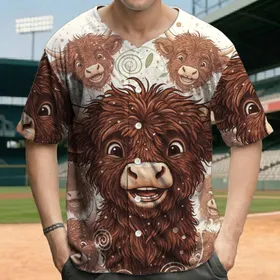 Friendly Shaggy Creature Faces Woodland - Nature Lover Gift for Animal Fan Baseball Jersey
