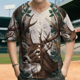 Majestic Buck Antlers Forest Branches - Wildlife Lover Gift Baseball Jersey