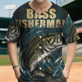 Largemouth Bass Fisherman - Fishing Enthusiast Gift for Dad Baseball Jersey