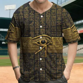 Winged Eye of Horus Ankh Scarab Pharaoh Egyptian Symbols - History Lover Gift Baseball Jersey