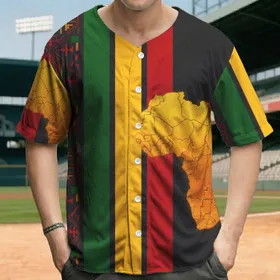 Africa Map Vertical Stripe African Symbols - Cultural Heritage Celebration Gift Baseball Jersey