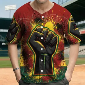 Raised Fist Unity Symbol Bold Stripes - Power and Empowerment Statement Baseball Jersey