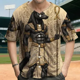 Jackal God Anubis Hieroglyphs Papyrus - Ancient Egyptian Mythology Lover Gift Baseball Jersey