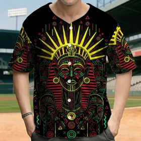 Ancient Face Sunburst Tribal Glyphs - Cultural Heritage Gift Baseball Jersey