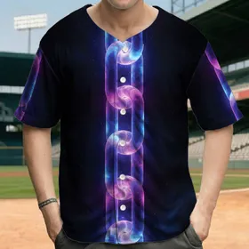 Glowing Iridescent Chain Cosmic Abyss - Futuristic Wear for Digital Art Fan Baseball Jersey