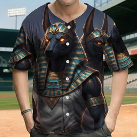 Anubis Egyptian God Jackal Head - Mythology Lover Gift for History Buffs Baseball Jersey