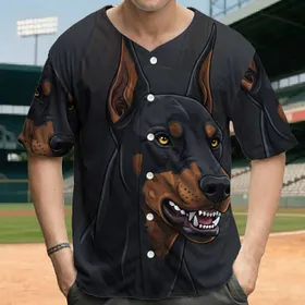 Doberman Pinscher Piercing Yellow Eyes Snarl - Doberman Dog Lover Gift Baseball Jersey