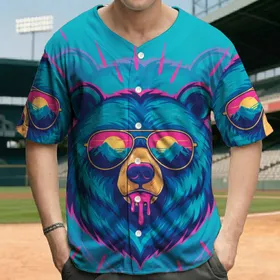 Bear Head Aviator Sunglasses Mountain Sunset - Outdoor Adventure Lover Gift Baseball Jersey