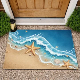 Seashell Starfish Ocean Wave Beach Sand - Home Decor Gift Doormat