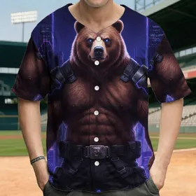 Vigilant Armored Brown Bear Cyberpunk City Night - Wildlife Lover Gift Baseball Jersey