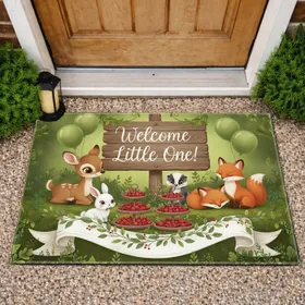 Welcome Little One Sign Baby Woodland Animals - Home Decor Gift Doormat