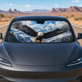 Bald Eagle Mountain Sky Patriotic Wildlife Decor For Road Trips And Outdoor Lovers Car Sunshade