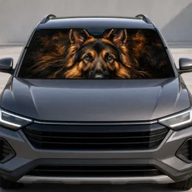 German Shepherd Portrait Dramatic Black Tan Dog Decor For Road Trips And Pet Lovers Car Sunshade