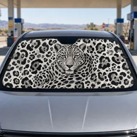 Monochrome Leopard Spots On Pale Gray For Wild Safari Style Daily Drivers And Road Trips Car Sunshade