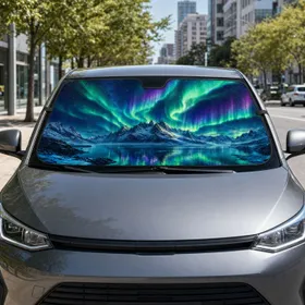 Northern Lights Mountain Lake Arctic Night Scenic Decor For Road Trips And Campers Car Sunshade