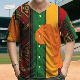 Africa Map Vertical Stripes - Pan-African Heritage Celebration Gift Baseball Jersey