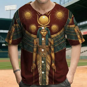 Pharaonic Winged Deity Sun Disk Hieroglyphs - Ancient History Lover Gift Baseball Jersey