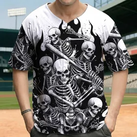 Skeletons Baseball Bat Flames Ink Splatters - Alternative Lifestyle Gift Baseball Jersey