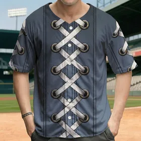 Rugged Lacing Seam Eyelet Off-White Cord - Vintage Athletic Fan Gift Baseball Jersey