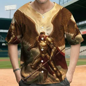 Angelic Warrior Reptilian Combat Everyday Wear for Fantasy Gamer Baseball Jersey