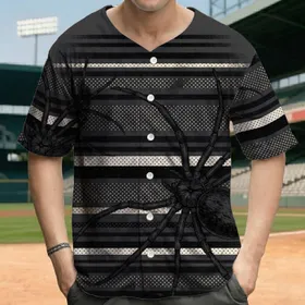 Black Spiders Layered Distressed Striped Bands - Wildlife Lover Gift Baseball Jersey