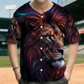 Majestic Lion Head Swirling Mane Glowing Streaks - Wildlife Lover Gift, Animal Fan Present Baseball Jersey