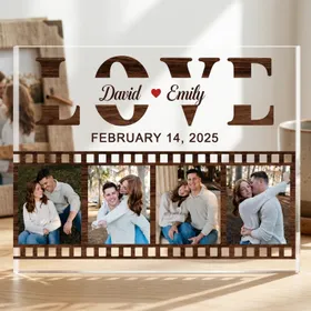 Custom Couple Photo Acrylic Plaque, Personalized Name and Date Gift
