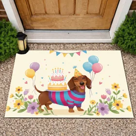 Dachshund Birthday Cake - Celebration Party Dachshund Lover Gift Doormat
