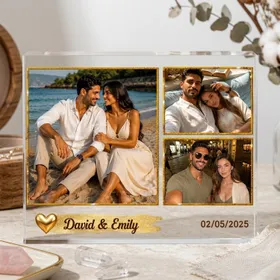 Custom Couple Photo Acrylic Plaque, Personalized Name and Date Gift