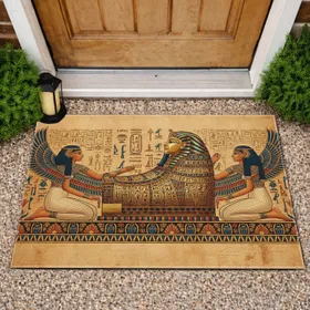 Egyptian Winged Goddesses Sarcophagus Papyrus - Ancient History Home Decor Gift Doormat