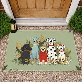 Five Dog Breeds Autumn Foliage Berry Accents - Pet Lover Home Decor Gift Doormat