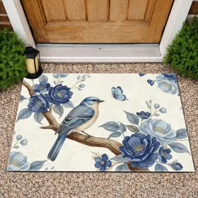 Bird Branch Butterfly Floral Botanical Leaves - Wildlife Lover Home Decor Gift Doormat