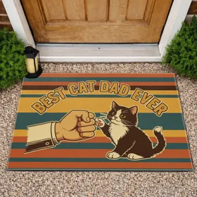 Cat Dad Fist Bump Kitten - Father's Day Home Decor Doormat