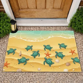Baby Sea Turtles Beach Ocean Waves - Wildlife Lover Home Decor Gift Doormat