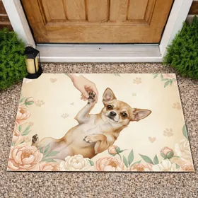 Chihuahua Dog Paw Peonies Floral - Affectionate Dog Lover Home Decor Gift Doormat
