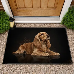Alert Golden Cocker Spaniel Dog Portrait - Home Decor Gift for Dog Lovers Doormat
