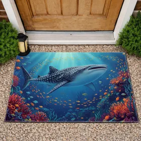 Majestic Whale Shark Coral Reef Fish Ocean Life Scene - Home Decor Gift Doormat