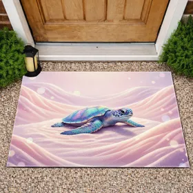 Baby Sea Turtle Iridescent Shell Sparkling Sand Dunes - Wildlife Lover Gift Doormat