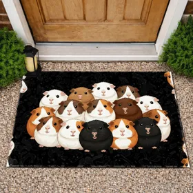 Diverse Fur Guinea Pig Gathering Home Decor Gift for Guinea Pig Lovers Doormat