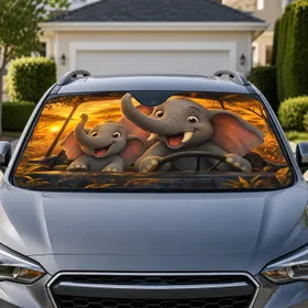 Cute Cartoon Elephant Safari Adventure For Family Road Trips And Kids Vehicle Decor Car Sunshade