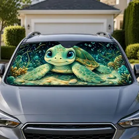 Cute Baby Sea Turtle Underwater Ocean Decor For Beach Lovers And Coastal Style Fans Car Sunshade