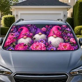 Spring Garden Gnomes With Pink Peonies And Bees For Whimsical Cottagecore Decor Lovers Car Sunshade
