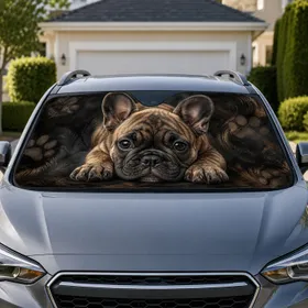 Realistic French Bulldog Puppy Portrait For Pet Lovers Road Trip Decor And Dog Moms Car Sunshade