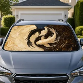 Yin Yang Koi Fish Tai Chi Water Ripples For Zen Travel Style And Asian Decor Fans Car Sunshade