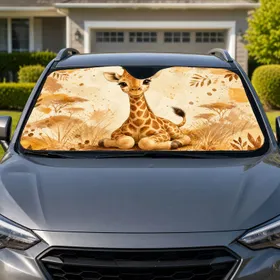 Cute Baby Giraffe Safari Nursery Style Decor For Animal Lovers And Road Trip Families Car Sunshade