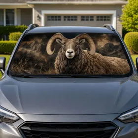 Majestic Bighorn Ram Wildlife Portrait For Mountain Road Trips And Outdoor Enthusiasts Car Sunshade