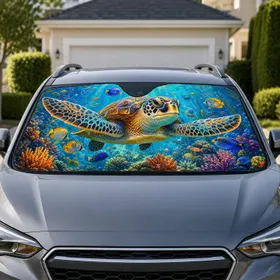 Sea Turtle Tropical Reef Ocean Decor For Beach Trips And Coastal Wildlife Fans Gift Car Sunshade
