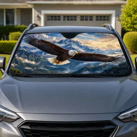 Majestic Bald Eagle Over Alpine Mountains For Patriotic Outdoor Adventure Lovers Car Sunshade