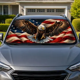 Bald Eagle American Flag Patriotic Americana Decor For Veterans Fourth Of July Fans Car Sunshade