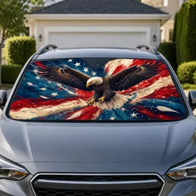Bald Eagle American Flag Americana Patriotic July Fourth Decor For Veterans And Patriots Car Sunshade
